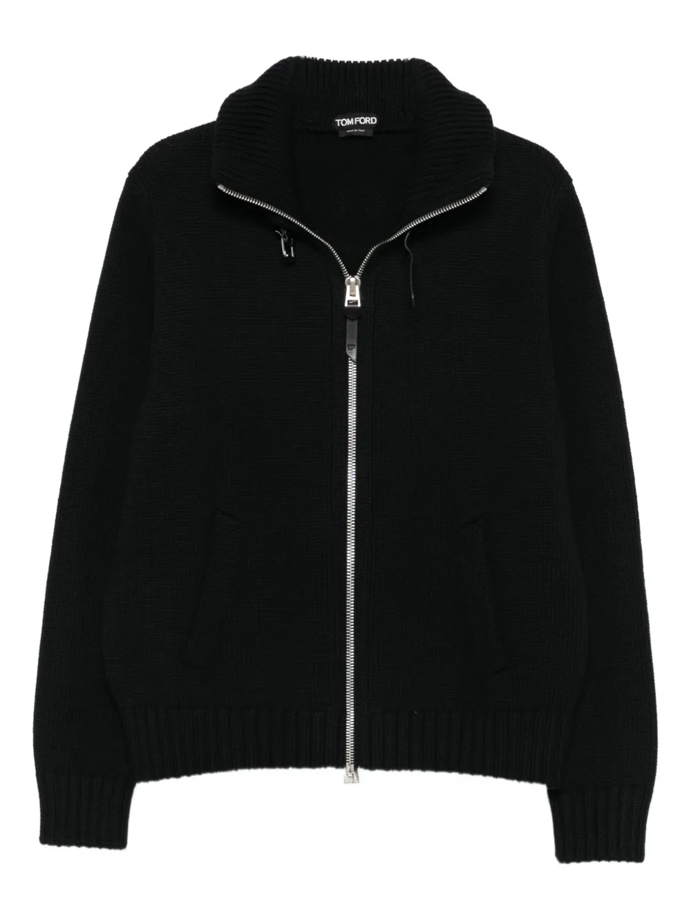 Tom Ford Merino Wool Jacket High Collar In Black