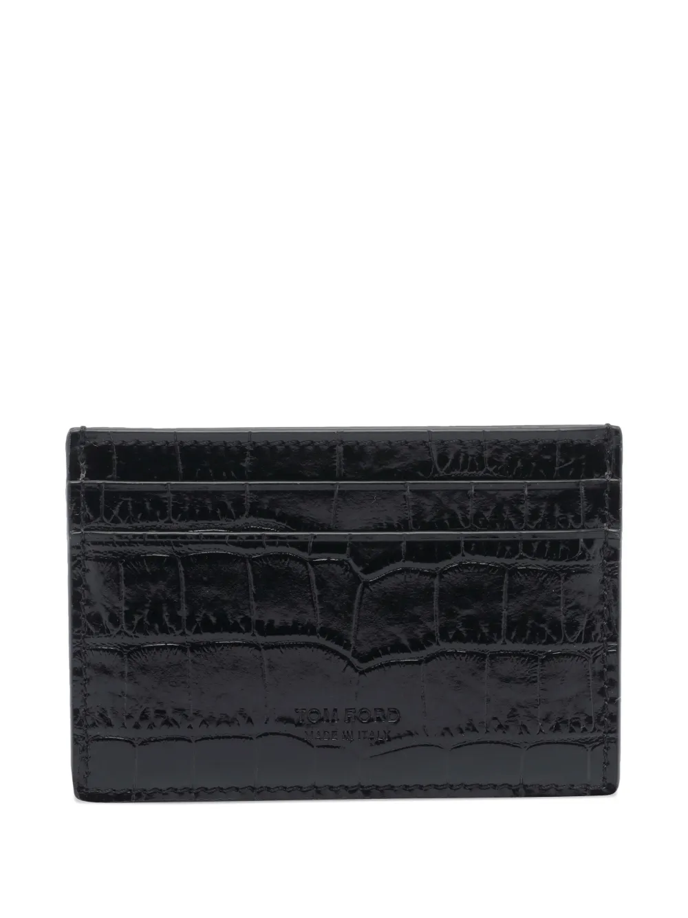 Tom Ford Crocodile-effect Card Holder In Black