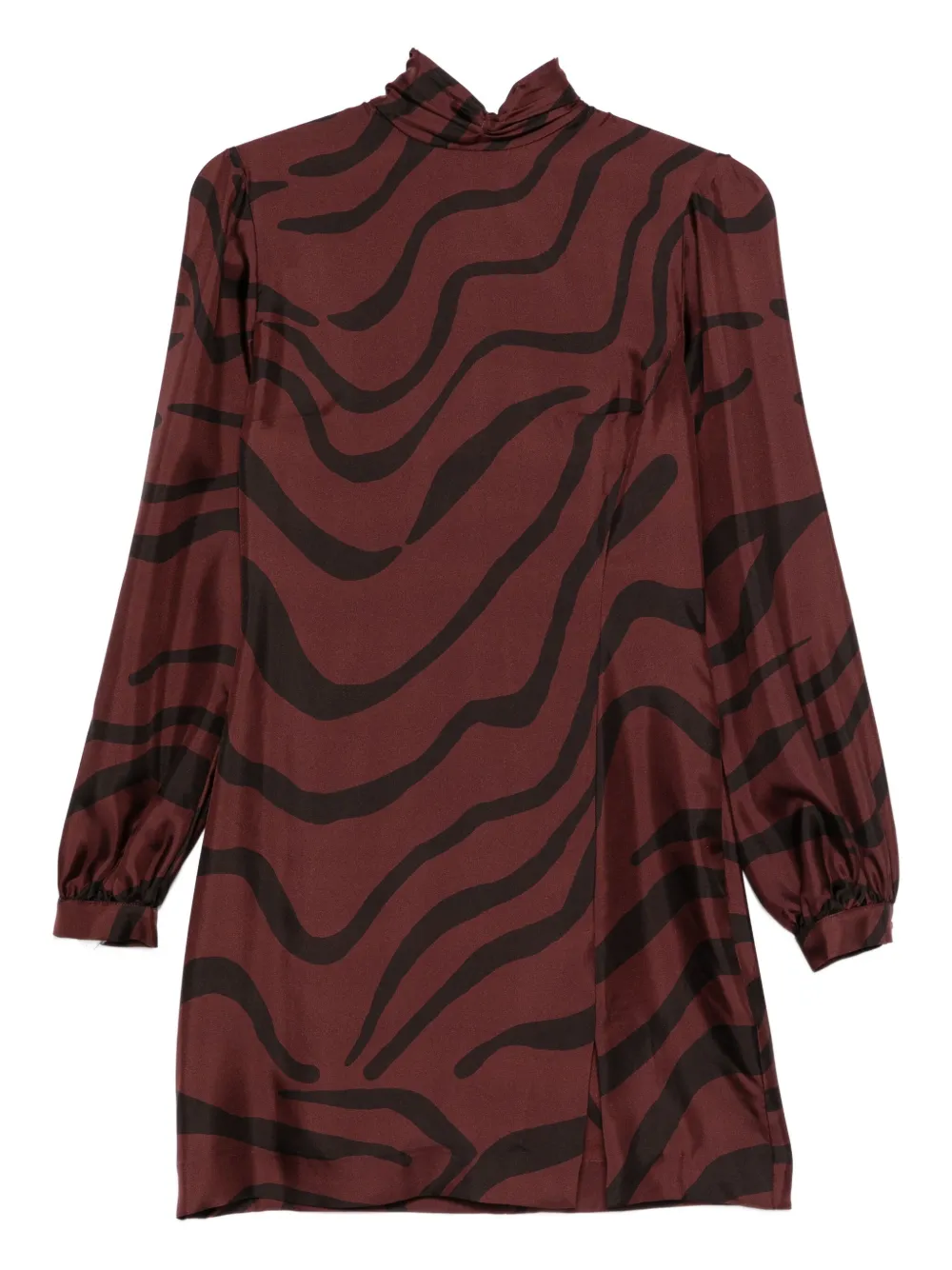 Raquel Diniz A-line Turtleneck Mini Dress With Long Sleeves In Multi