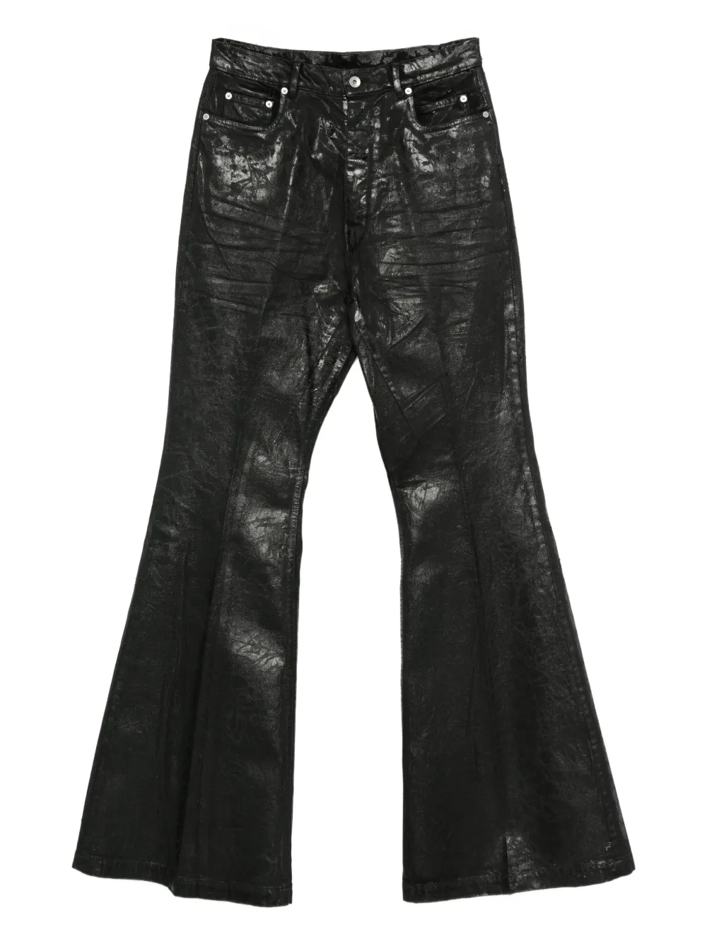 Rick Owens Flared Full Length Trousers With Belt Loops In Black