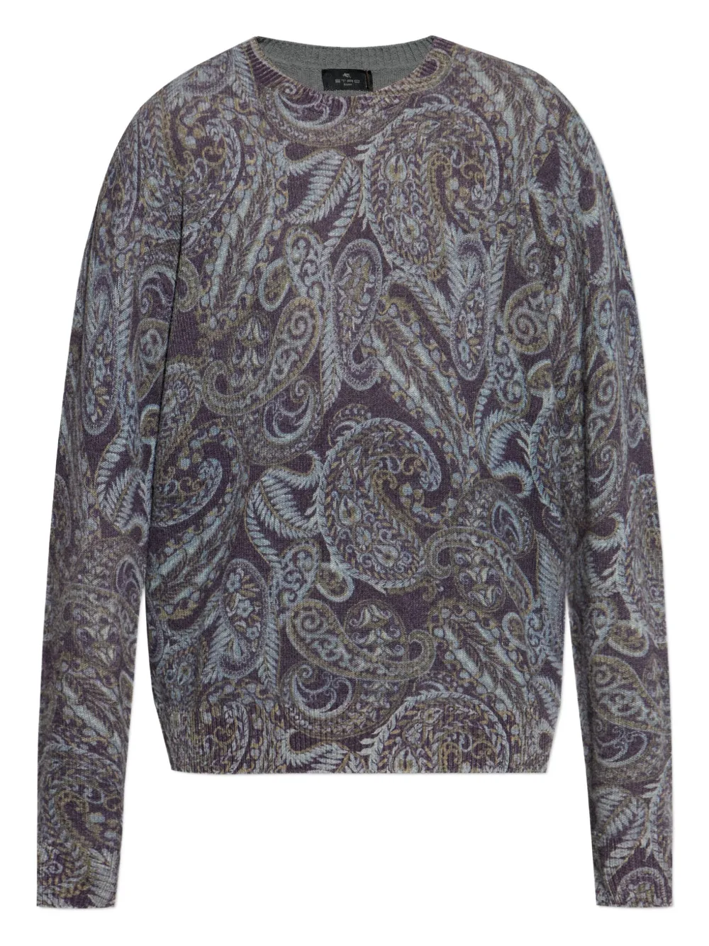 Etro Ribbed Knit Crewneck Sweater Paisley In Multi