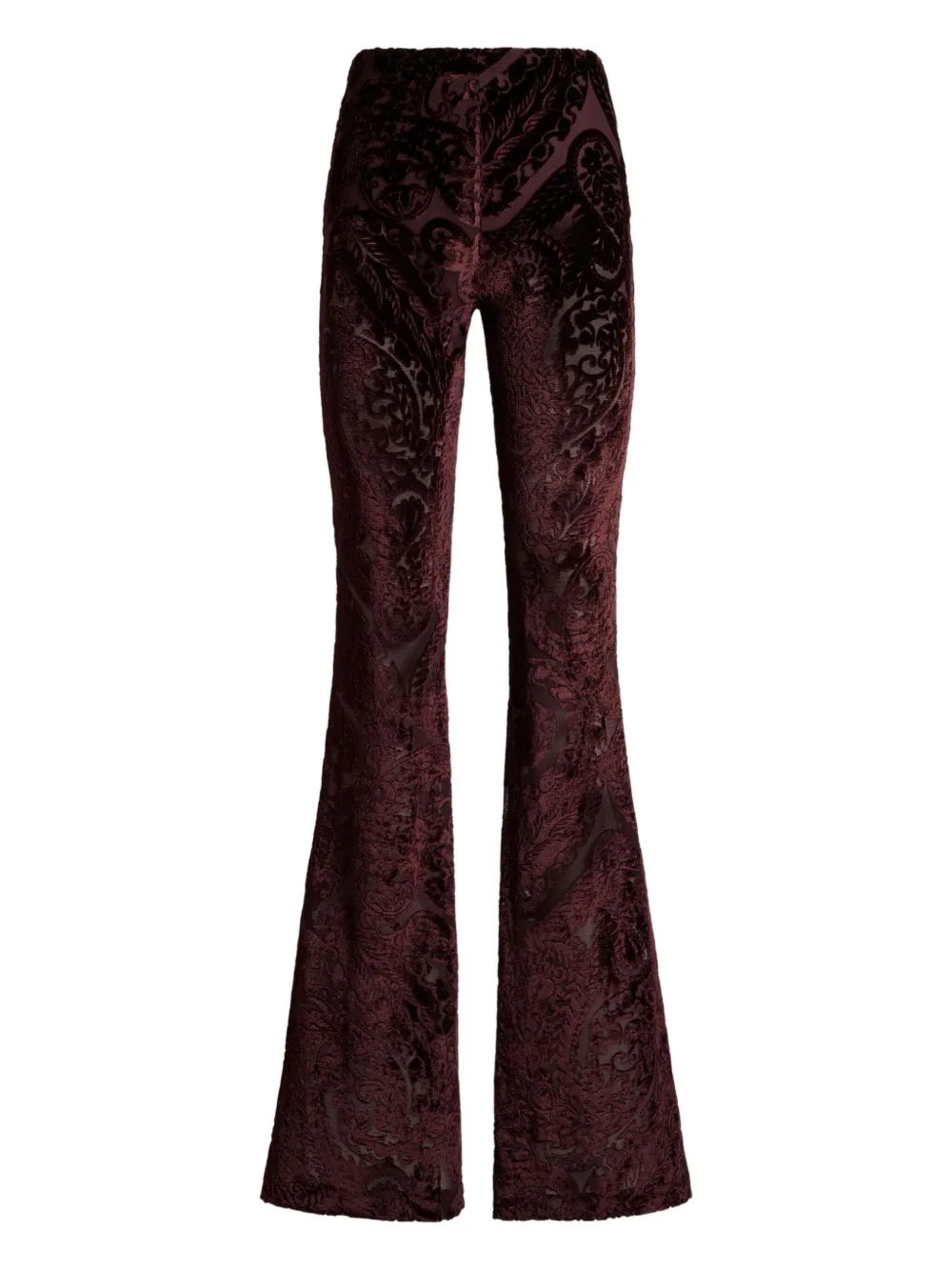 Etro Flared Trousers With Jacquard Effect In Brown