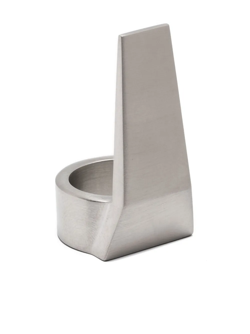 Rick Owens Asymmetric Brass Ring Engraved Detail In Silver
