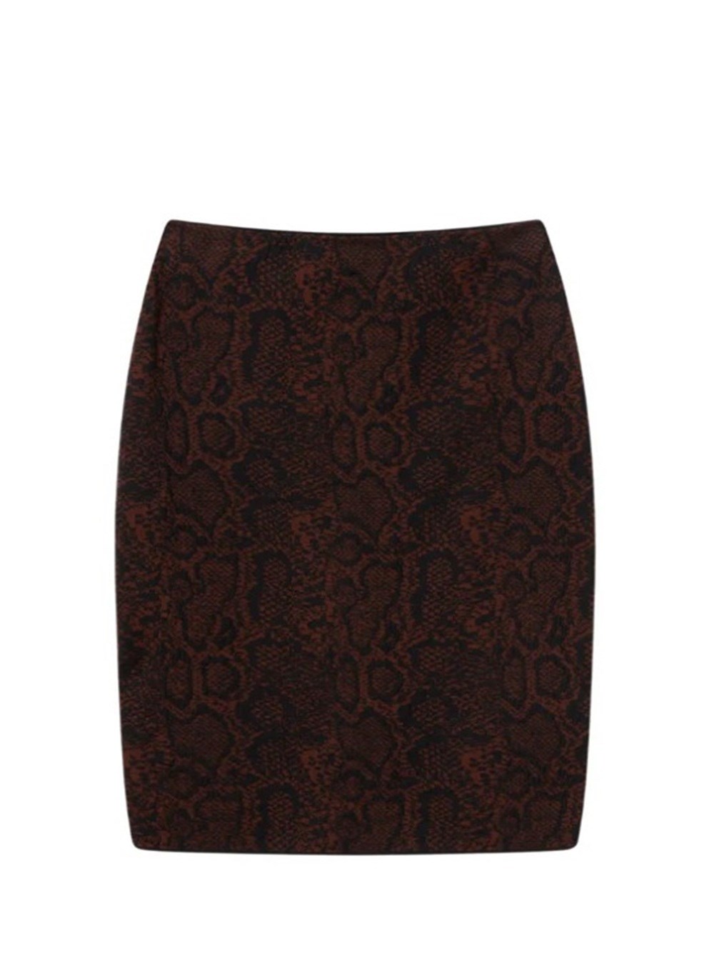 Stella Mccartney Textured Snakeskin Jacquard Wool Blend Midi Skirt In Brown