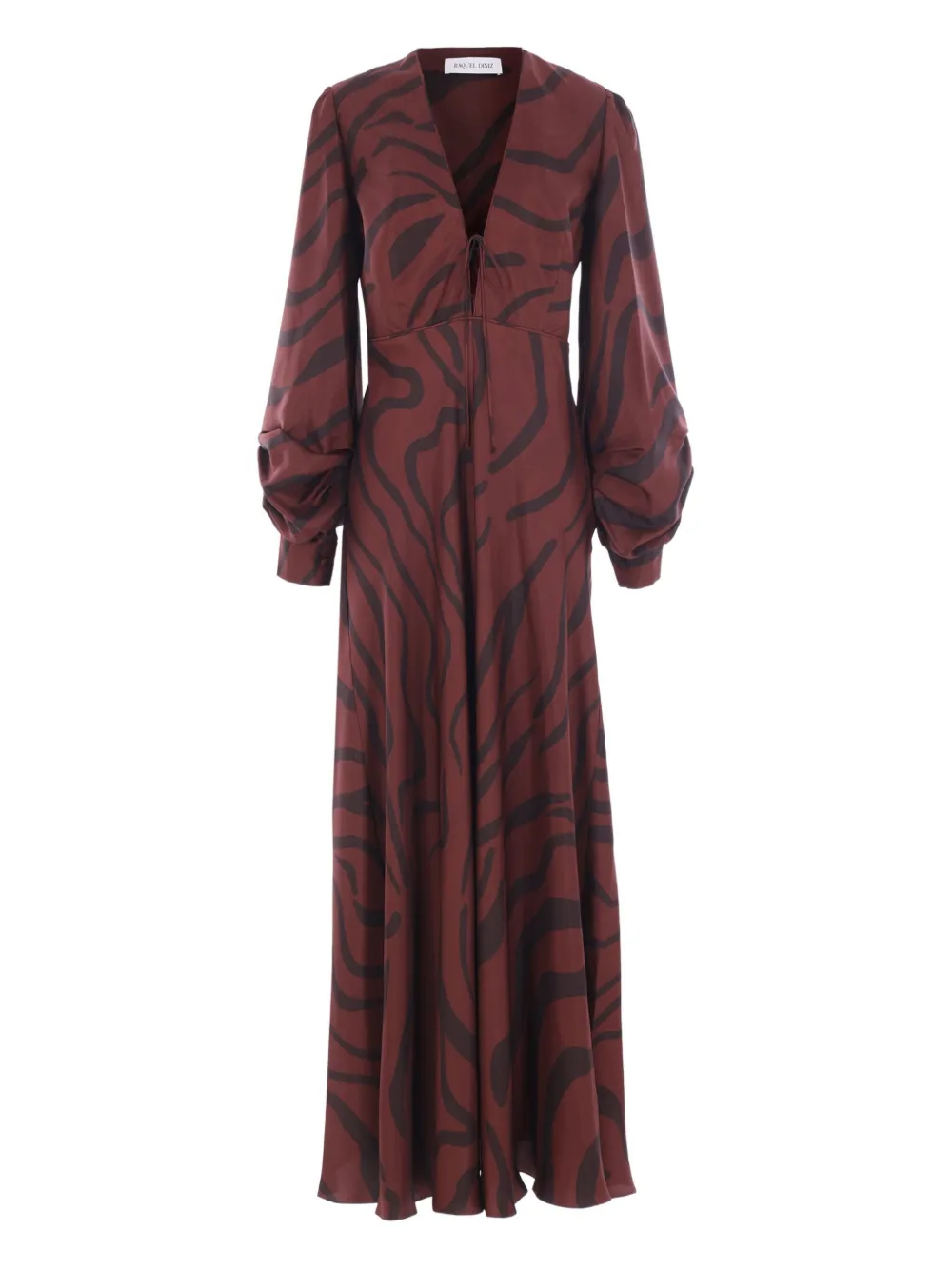 Raquel Diniz Zebra Print Maxi Dress With Knotted Straps In Burgundy