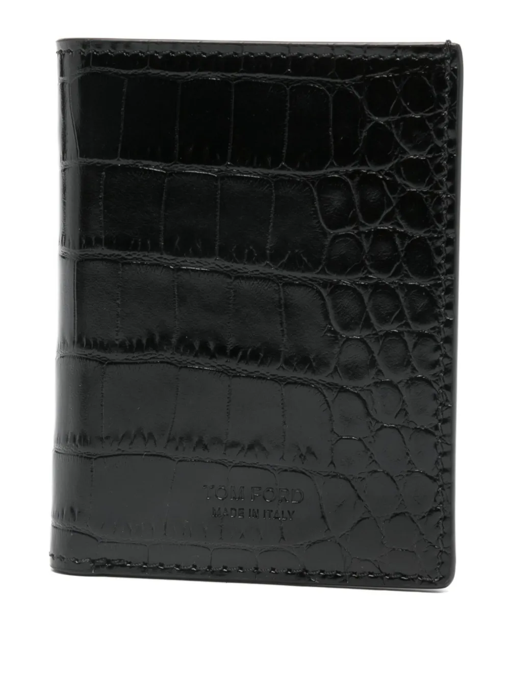 Tom Ford Crocodile Embossed Bi-fold Wallet And Cardholder In Black