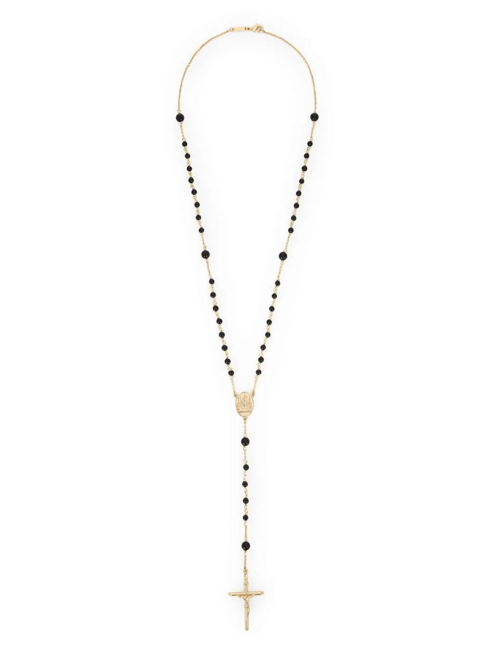 Dolce & Gabbana Sicily Rosary Necklace 18-carat Yellow Gold And Black Jades In Black