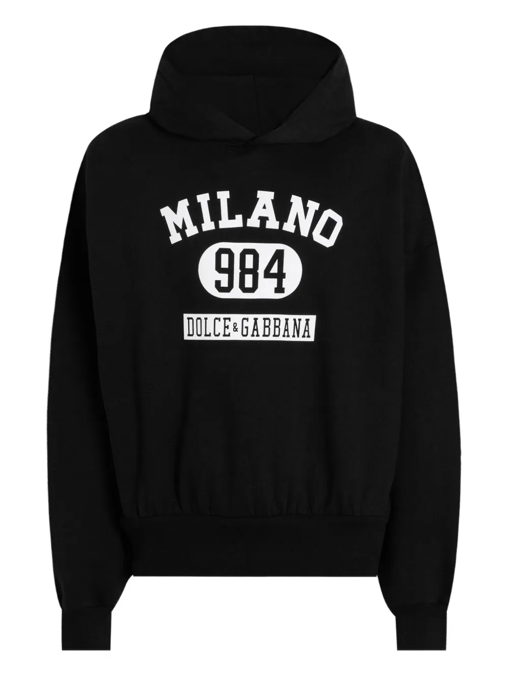 Dolce & Gabbana Printed Long-sleeved Hoodie In Black