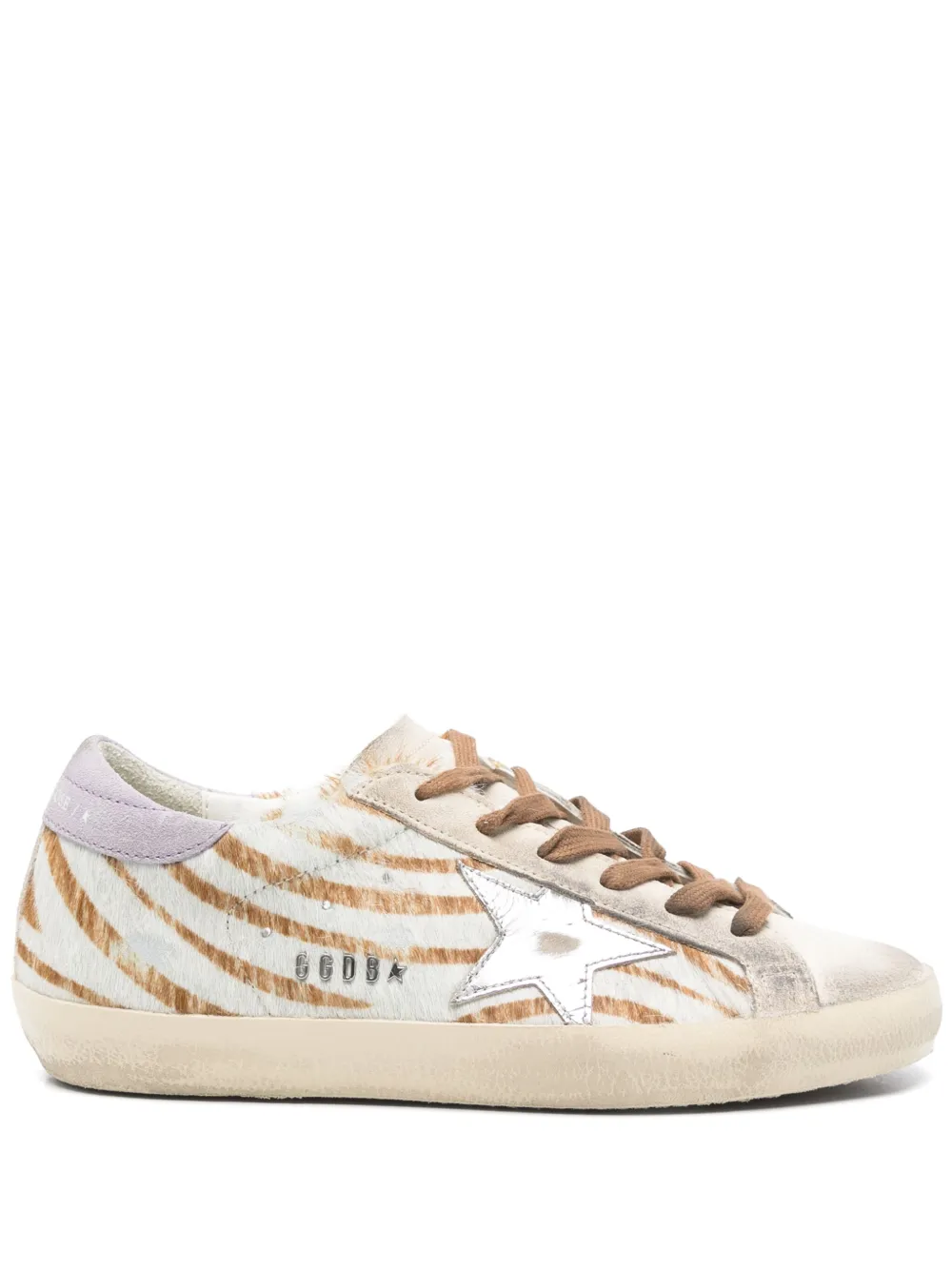 Golden Goose Super-star Sneakers In Zebra Pony Hair In White