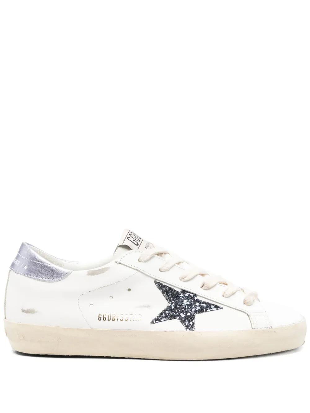 Golden Goose White Black And Lilac Leather Super Star Sneakers In Animal Print