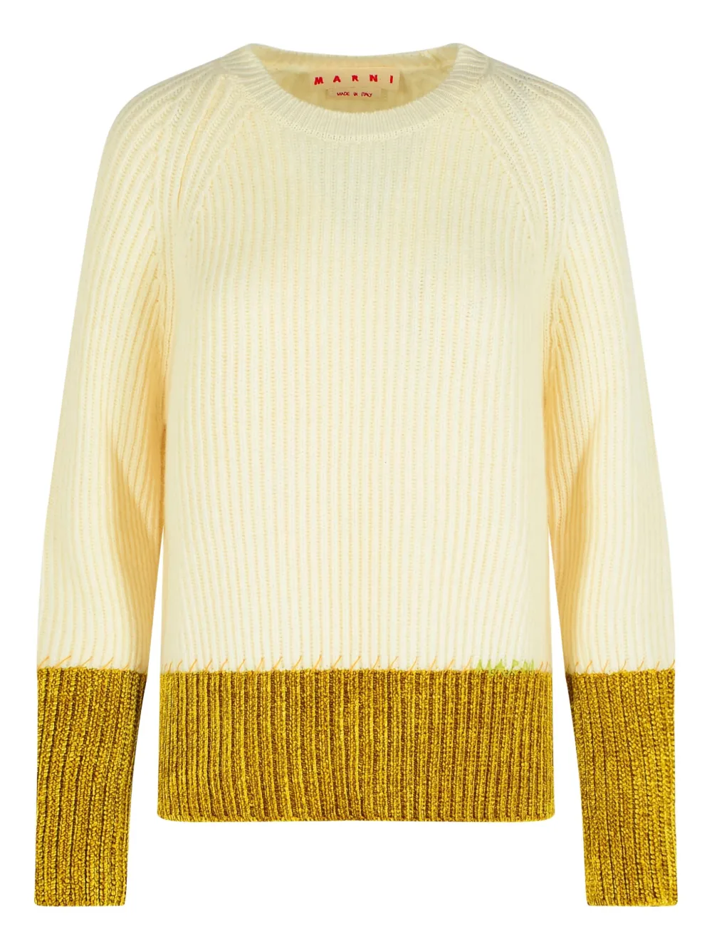 Marni Relaxed Fit Roundneck Knit Sweater With Ribbed Texture In Multi