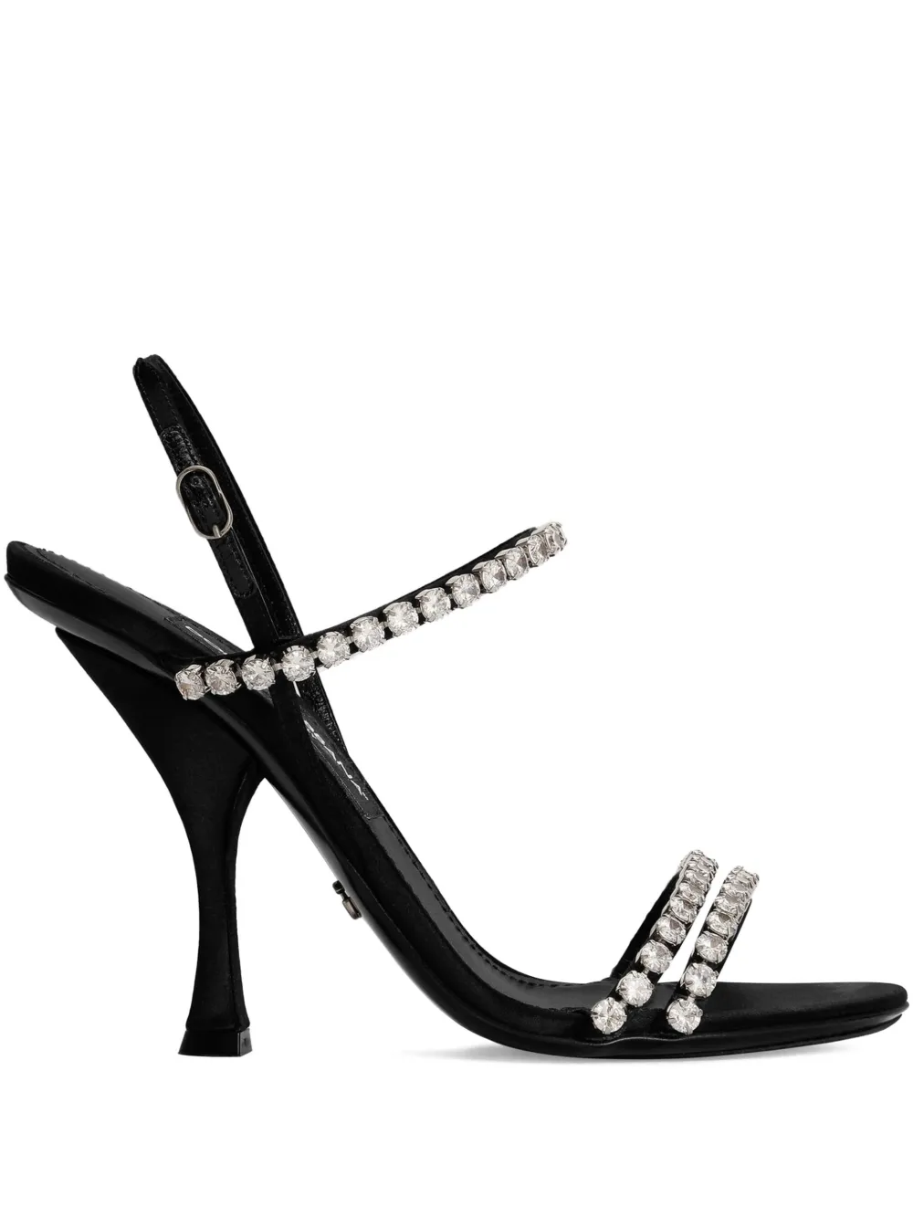 Dolce & Gabbana Satin Sandals Crystal Strap In Black
