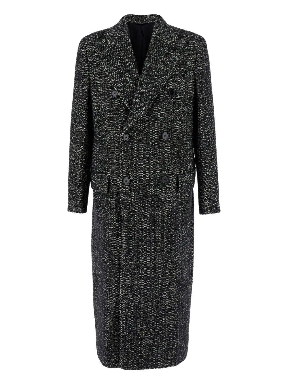Dolce & Gabbana Double-breasted Long Coat Side Pockets In Gray