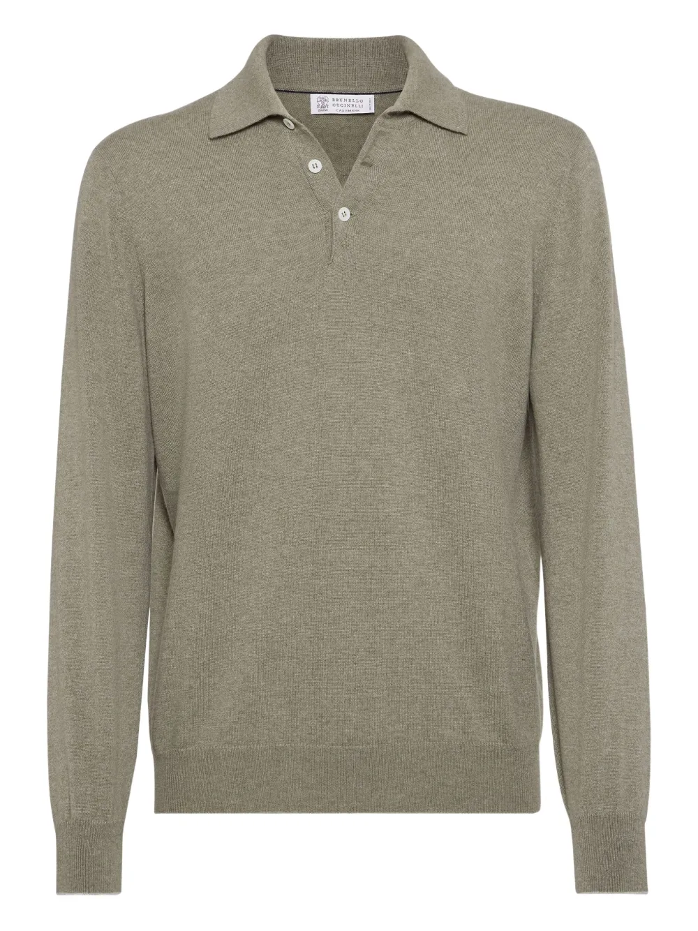 Brunello Cucinelli Cashmere Long Sleeve Polo Shirt In Green
