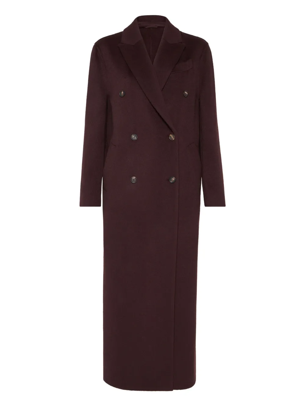 Brunello Cucinelli Hand-crafted Coat In Cashmere Double Beaver Cloth With Monili Clothing In Burgundy