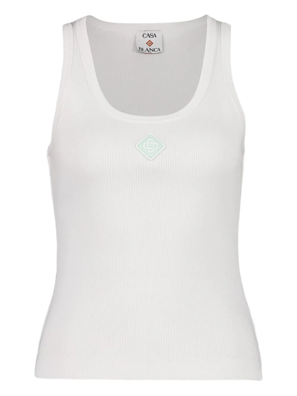 Casablanca Women Ribbed Tank Top With Logo Plaque In White