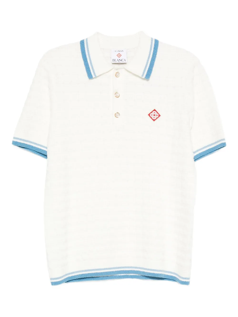 Casablanca White Shirt With Classic Collar And Chest Logo Patch In Cotton Man In White