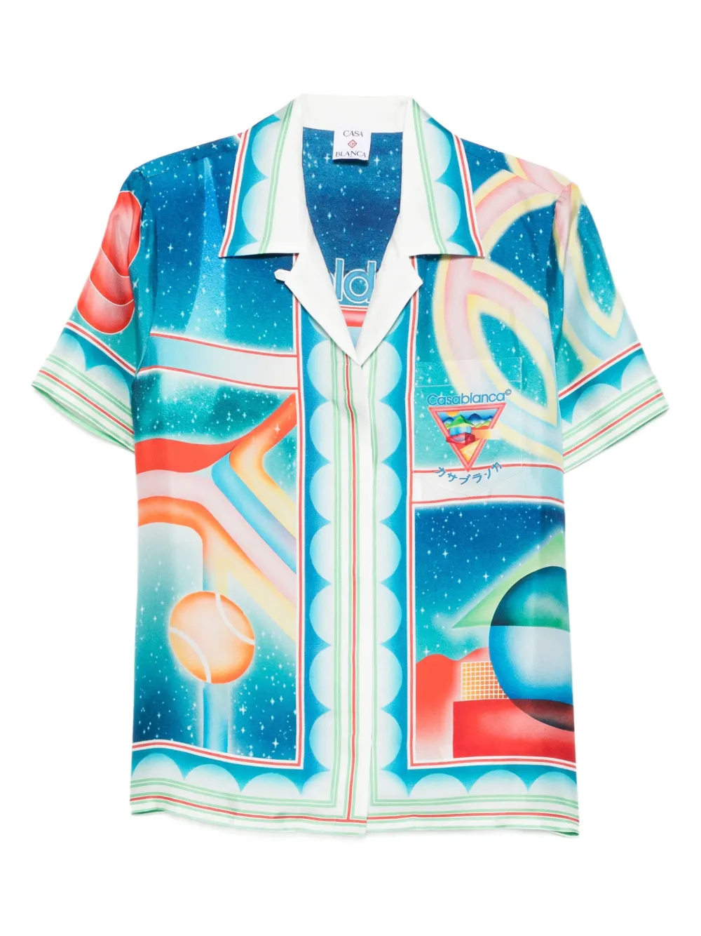 Casablanca Short Sleeve Printed Silk Shirt In Multi
