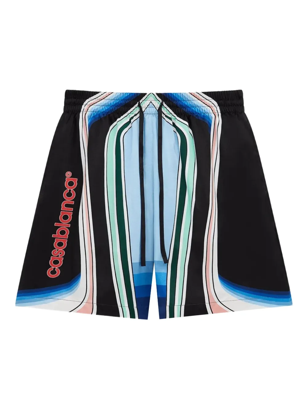 Casablanca Silk Drawstring Shorts Side Pockets In Multi