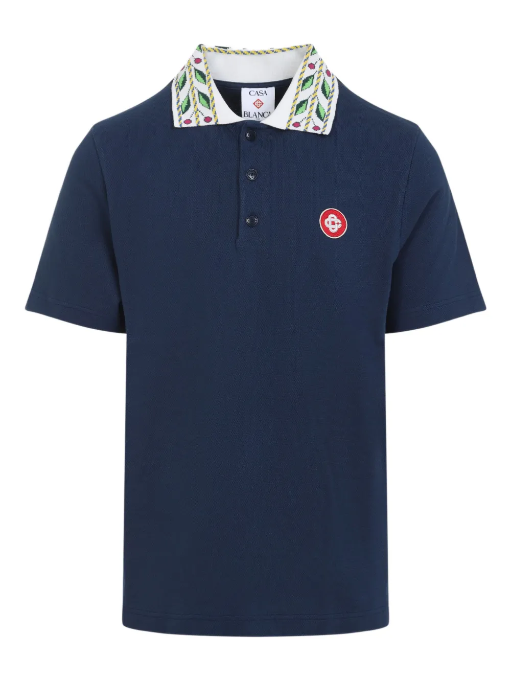 Casablanca Navy Blue Organic Cotton Classic Laurel Polo In Blue