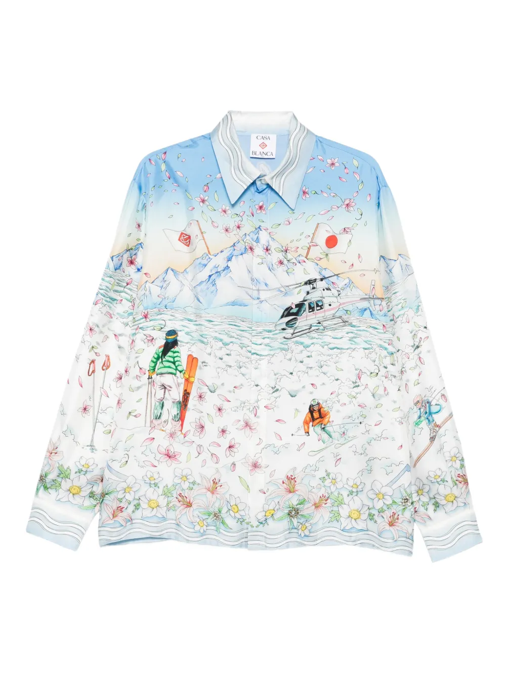 Casablanca Women Long-sleeved Graphic Print T-shirt In Blue