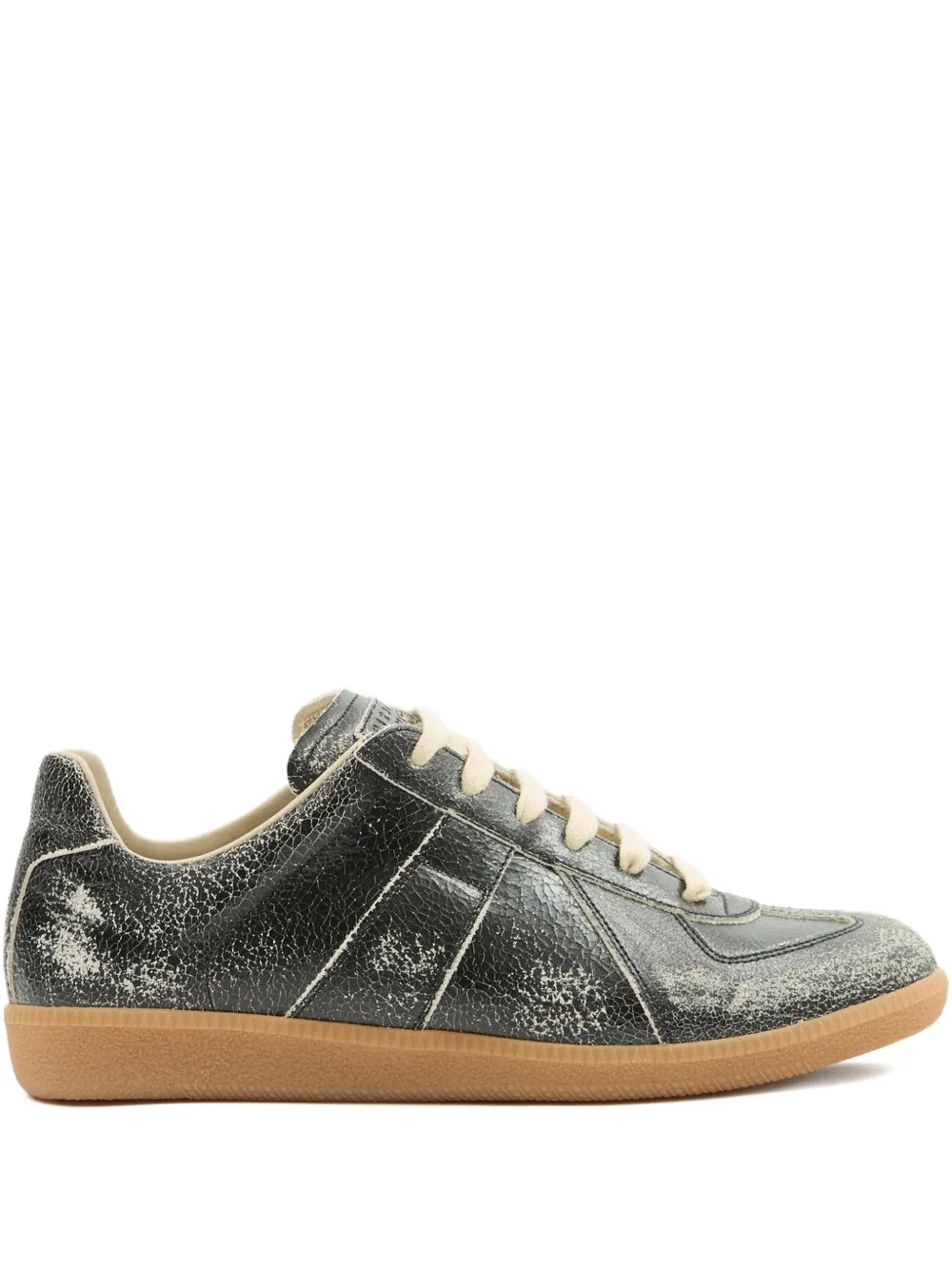 Maison Margiela Replica Sneakers Made Of Shiny Coated Leather In Black