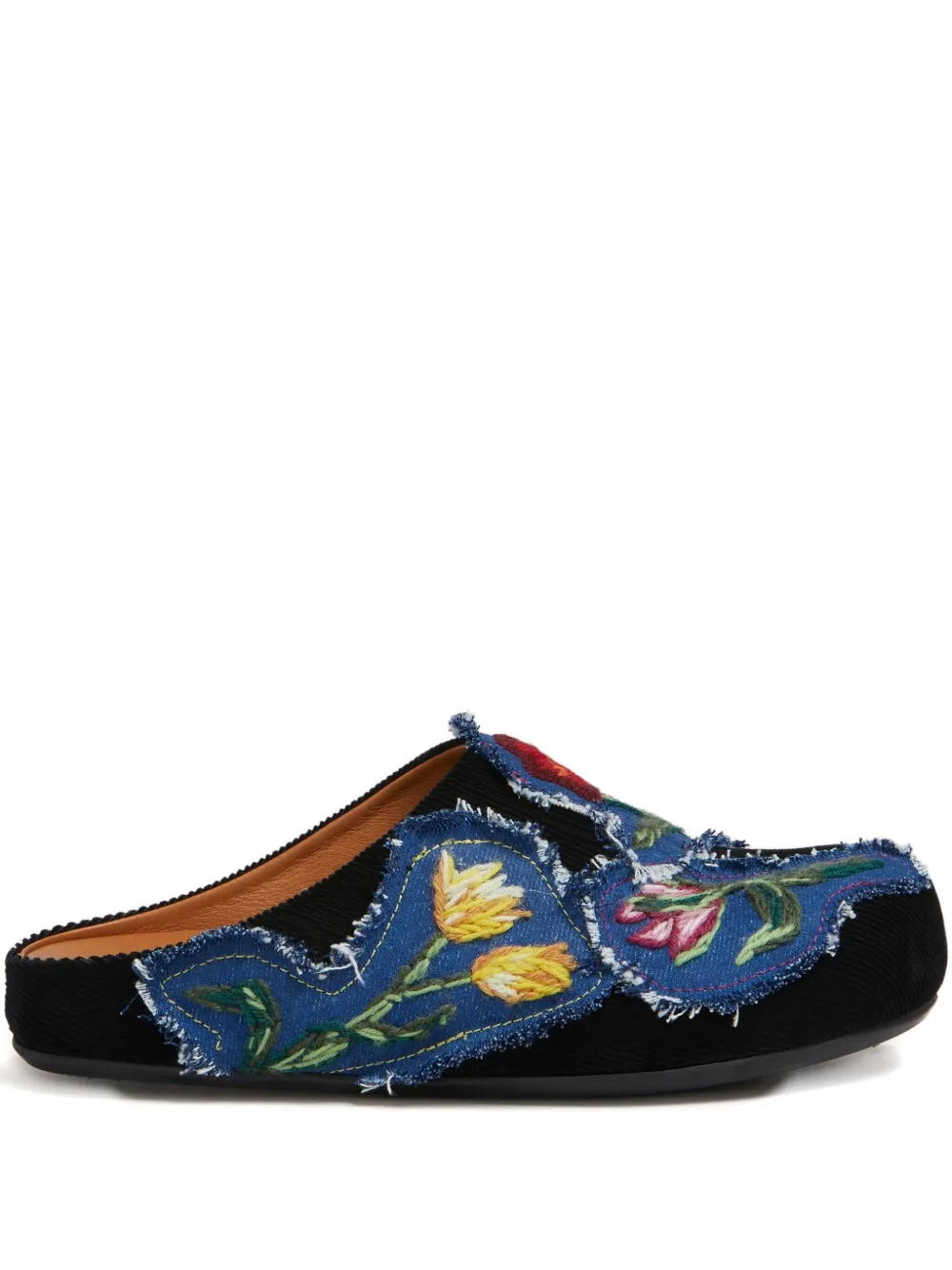 Marni Floral Embroidered Flat Back Sandals In Multi