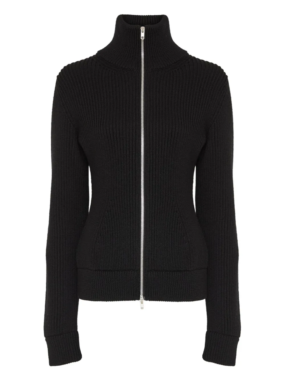 Maison Margiela Full-zip Wool Ribbed Cardigan Clothing In Black