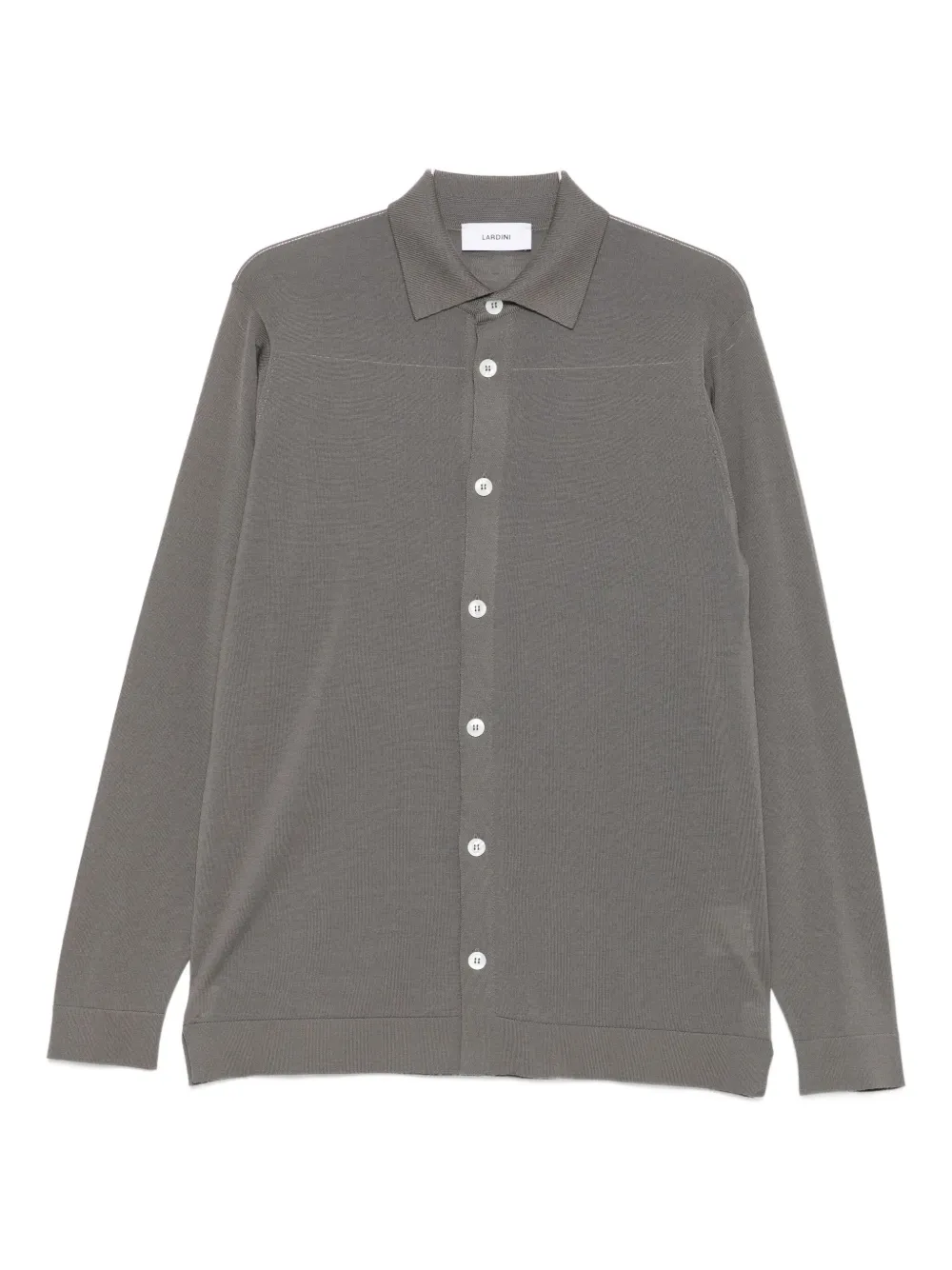 Lardini Button-down Long Sleeve Ribbed Shirt In Gray