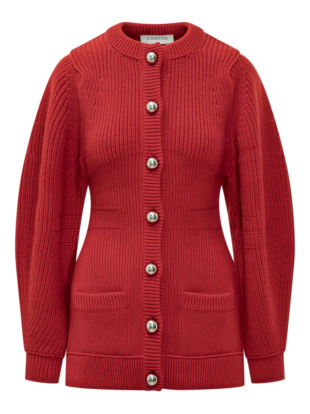 Lanvin Knitted Cardigan With Jeweled Buttons In Red