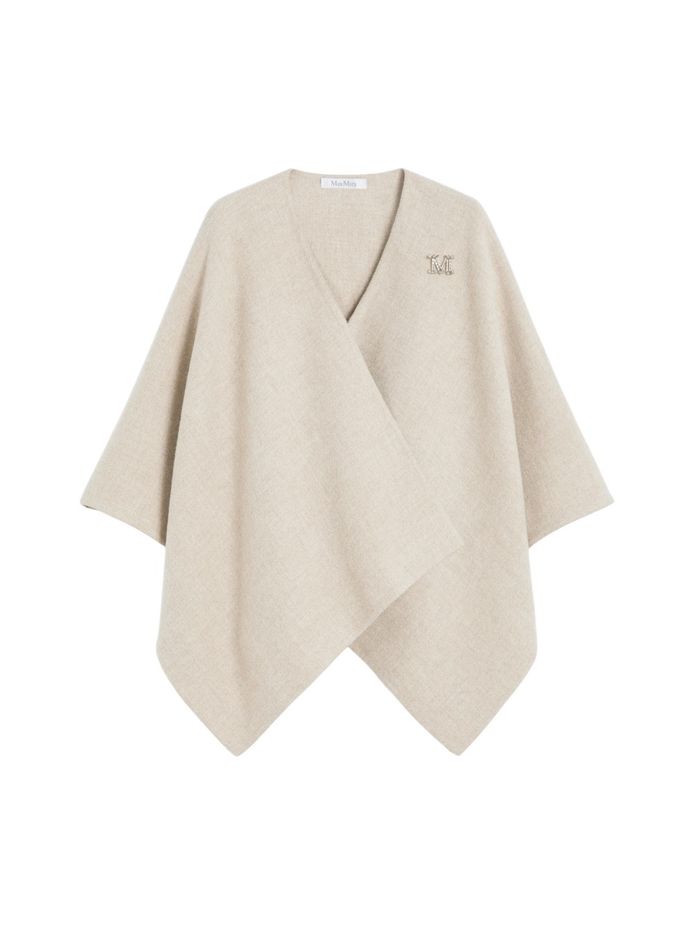 Max Mara Short Cape With A Rectangular Design, Can Be Worn Closed With A Brooch Or Open With A Maxi Lapel. In Brown
