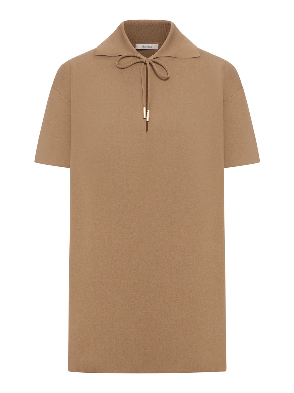 Max Mara Knitwear With Open Polo Collar And V-neck In Brown