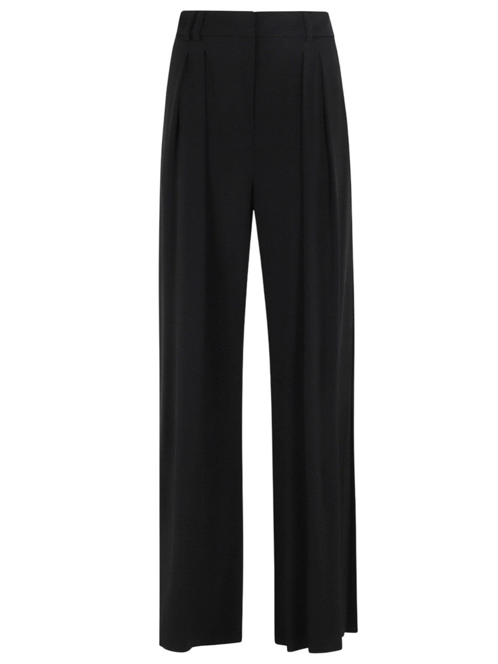 Max Mara Wide Leg Viscose Jersey Trousers In Black