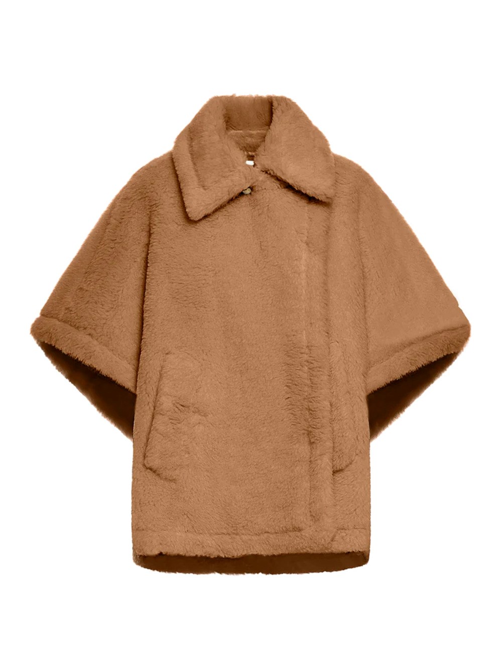 Max Mara Teddy Fabric Cape In Brown