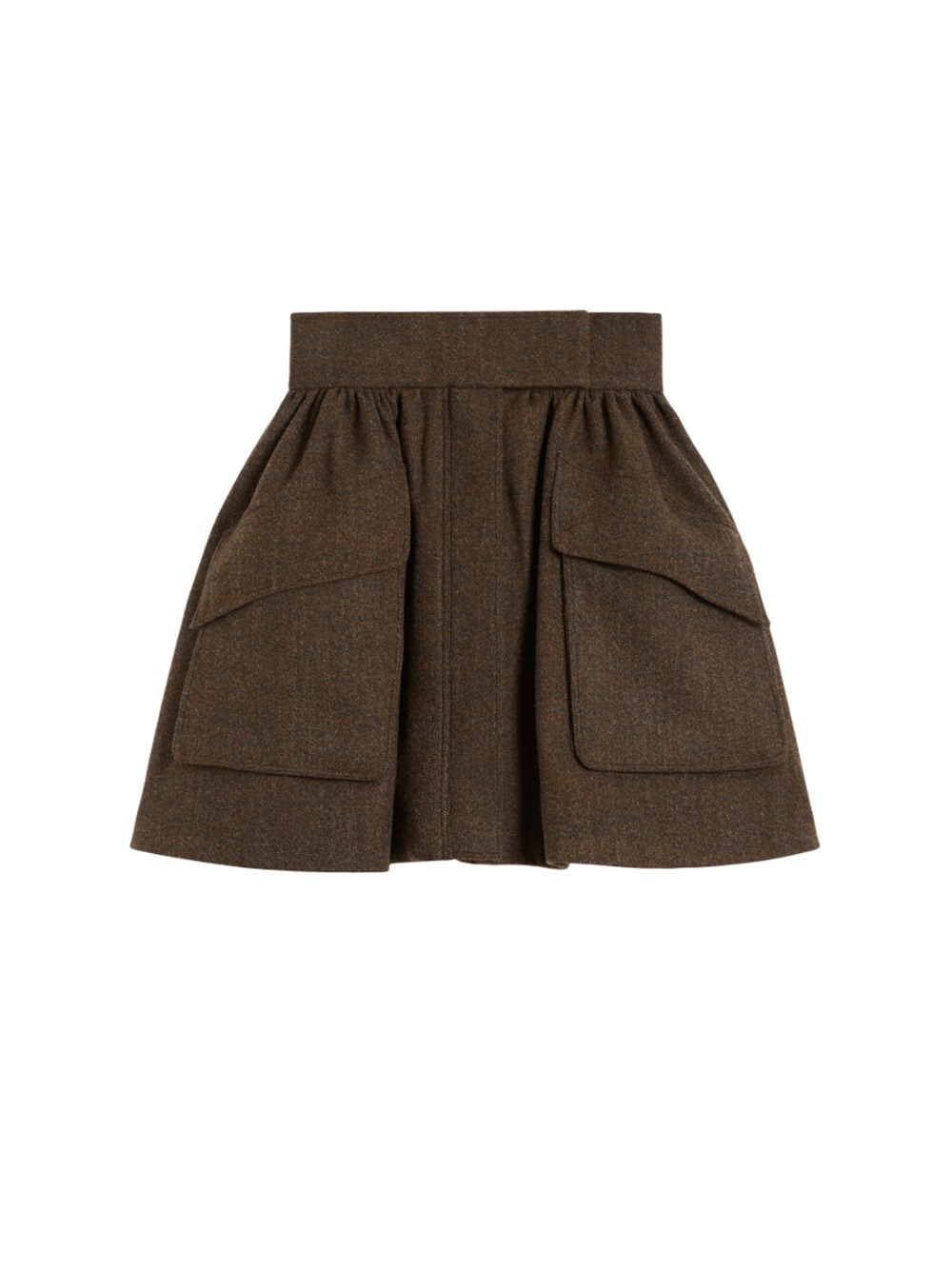 Max Mara A-line High-waisted Flared Wool Skirt In Brown