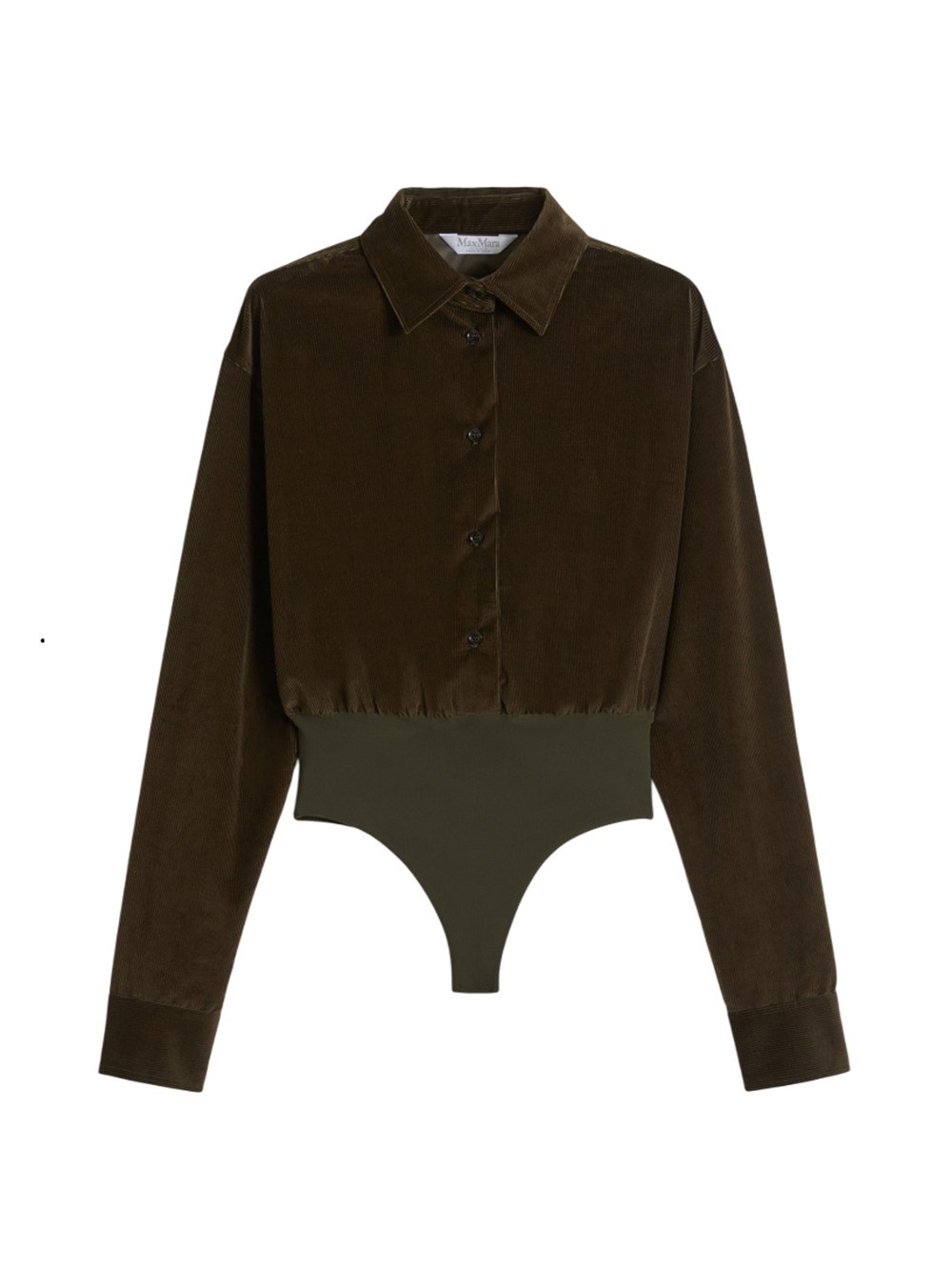 Max Mara Velvet Shirt Bodysuit In Green