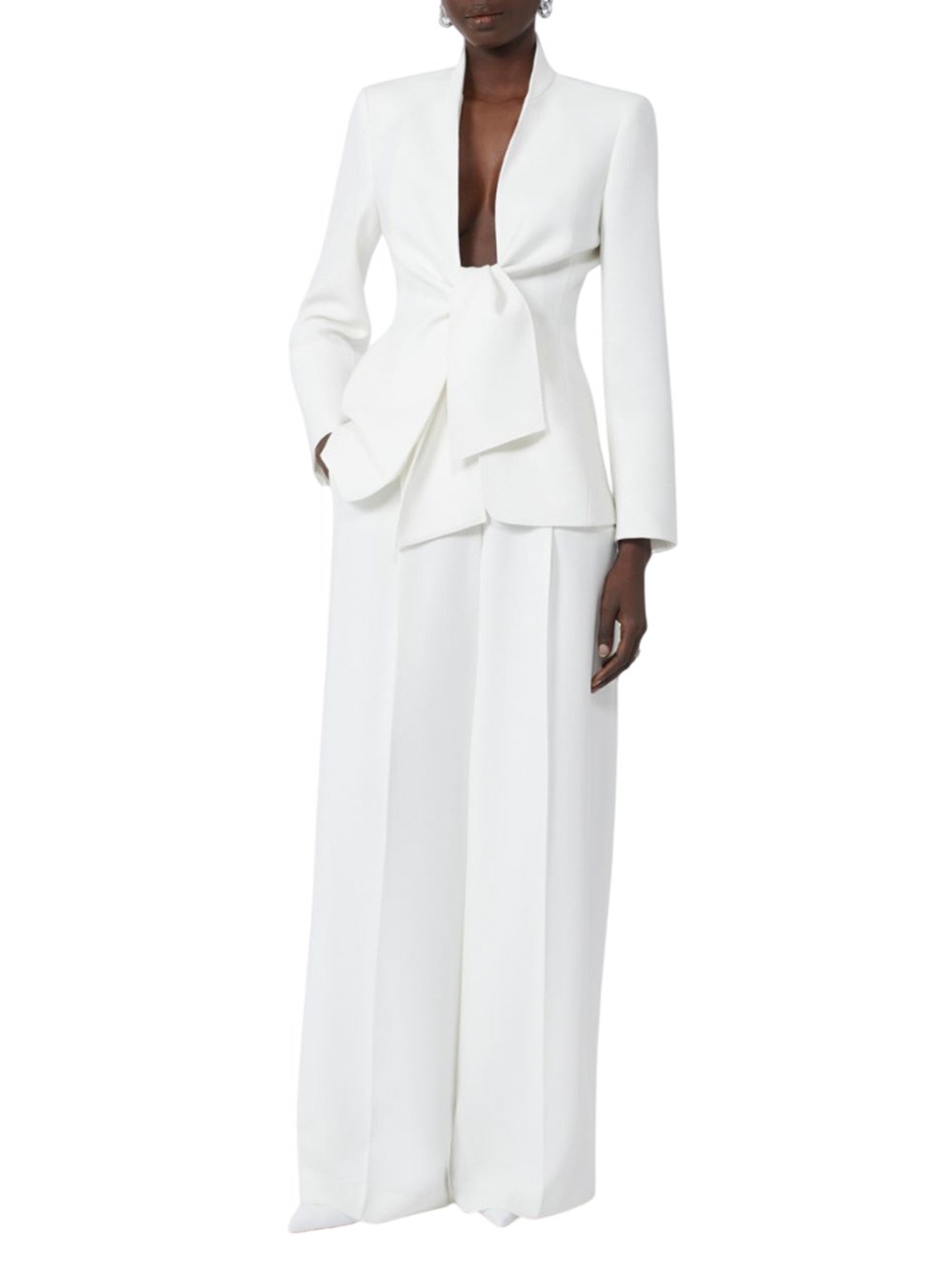 Max Mara Wide-leg Cady Trousers In White