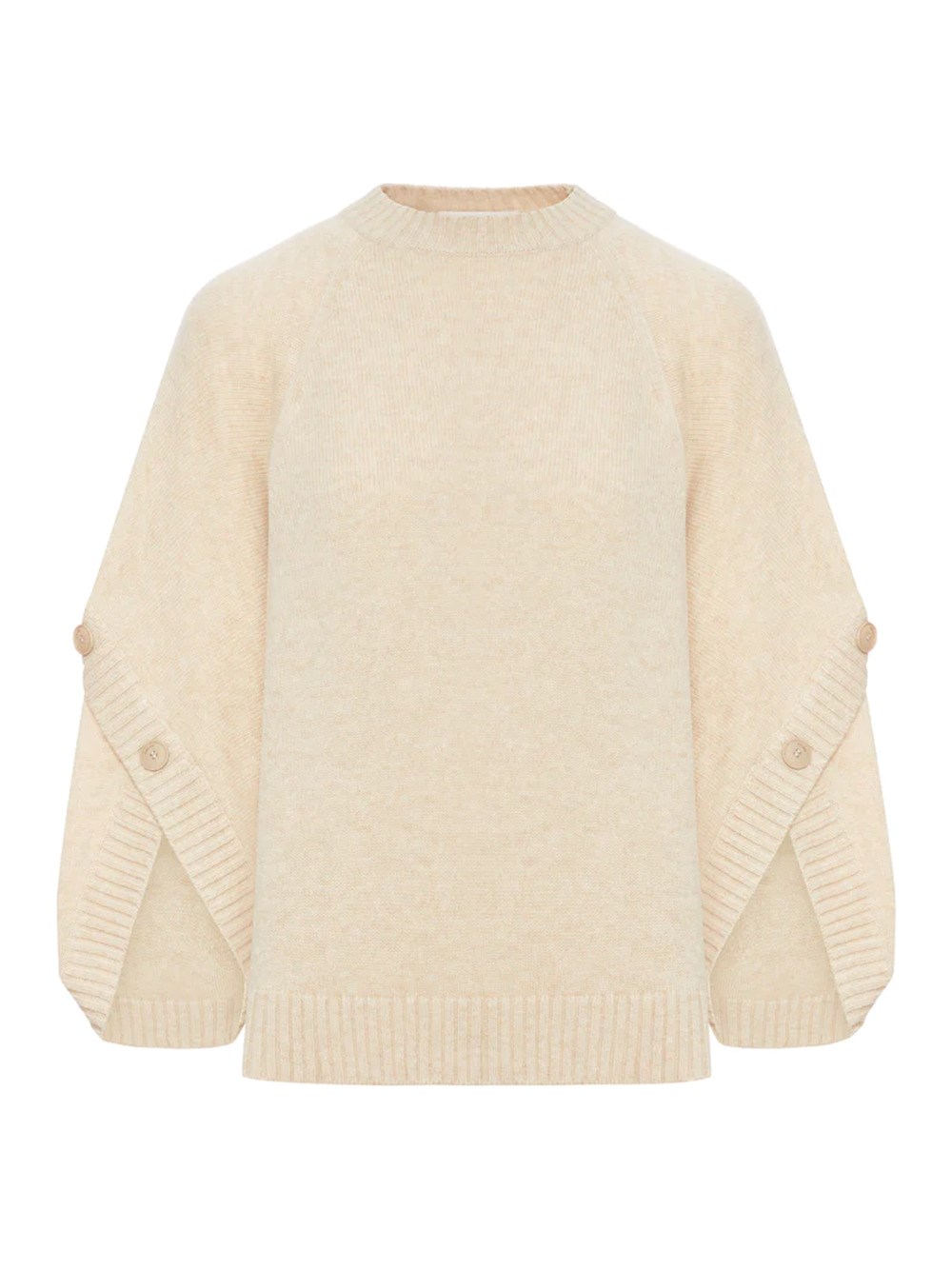 Max Mara Oversized Knitwear With Crew Neck And Buttons In Neutral