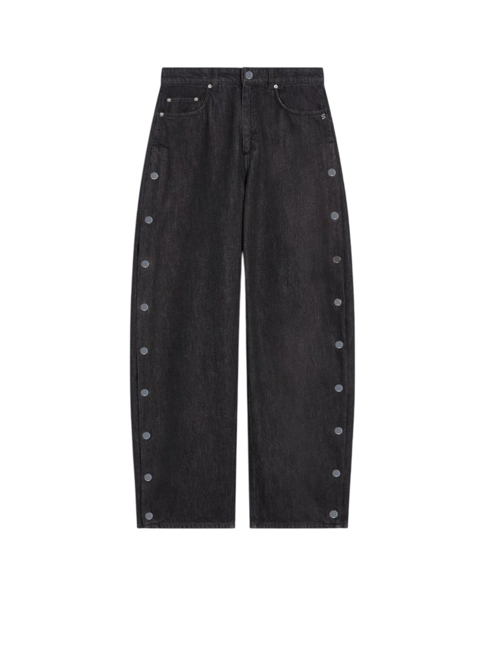 Sportmax High Waist Wide Leg Denim Trousers In Black
