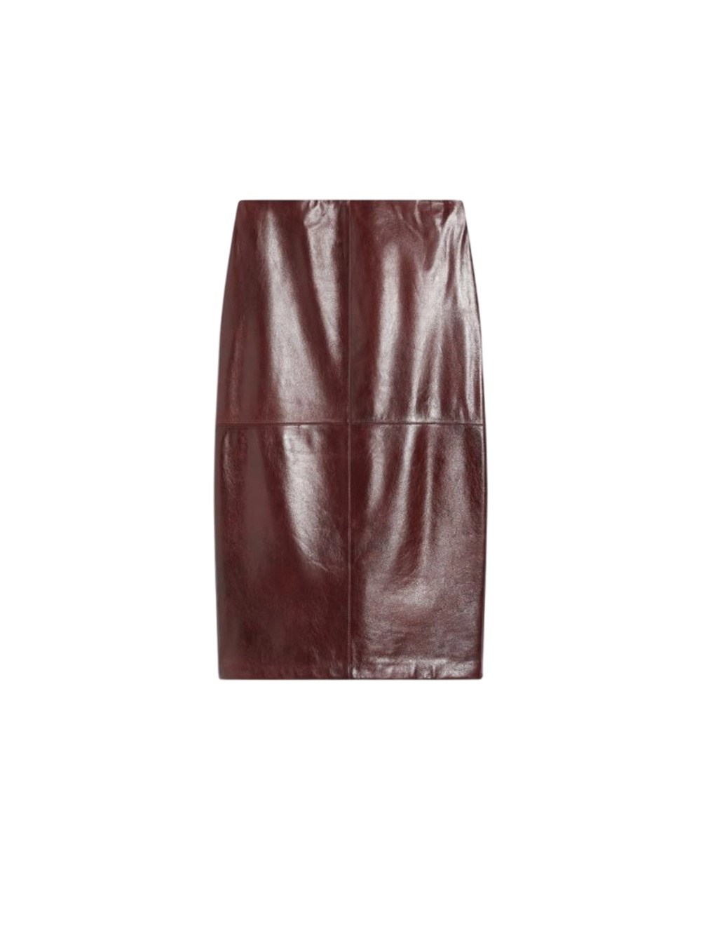 Sportmax Leather High Waist Pencil Skirt In Brown