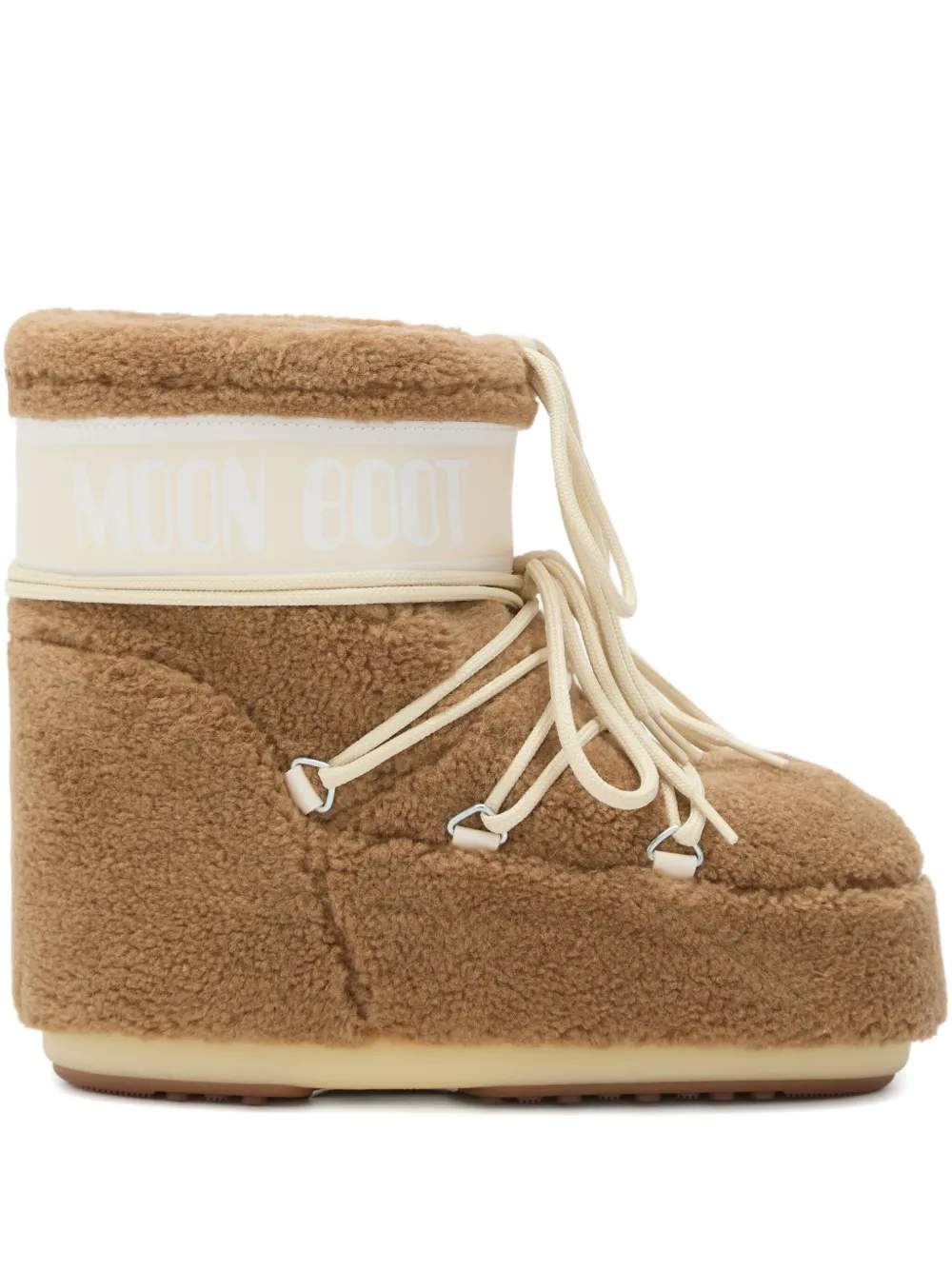Moon Boot Camel Eco Fur Icon Low Ankle Boots In Gold
