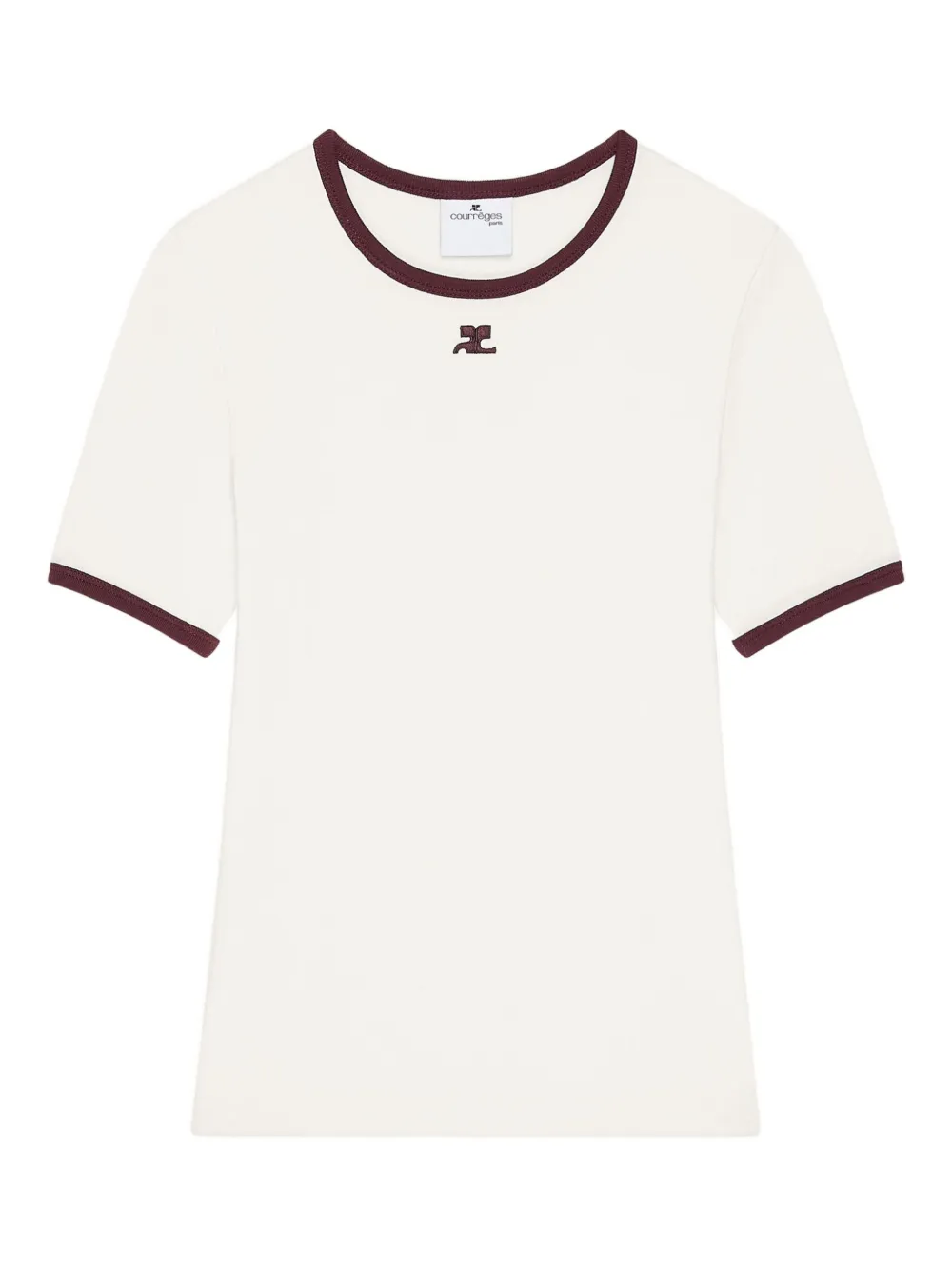 Courrèges Crewneck Short Sleeve T-shirt With Contrast Trim In White