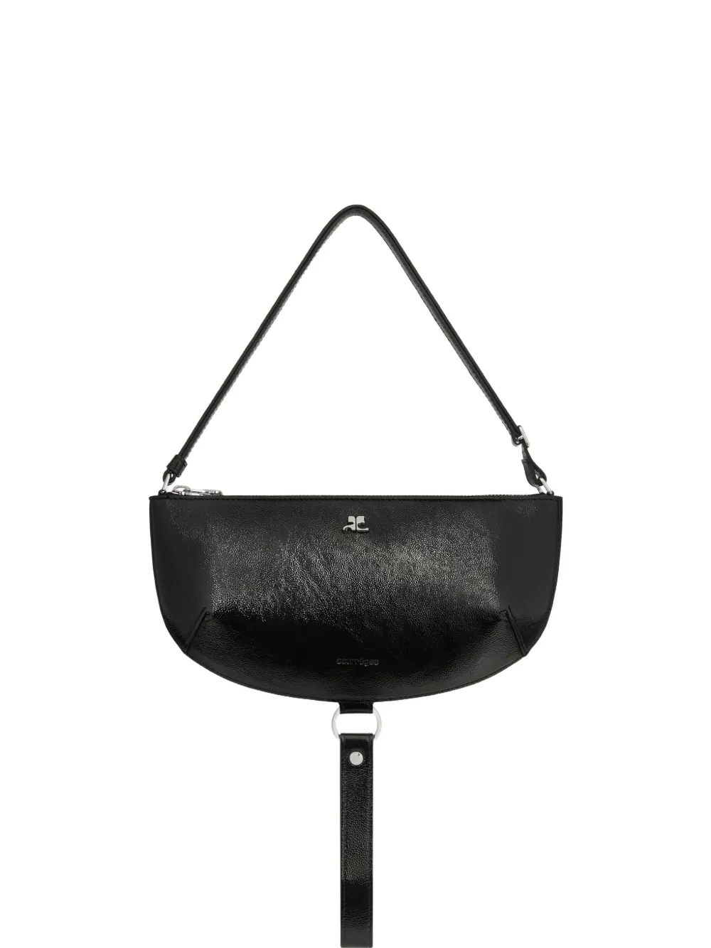 Courrèges Holy Eclipse Leather Shoulder Bag In Black