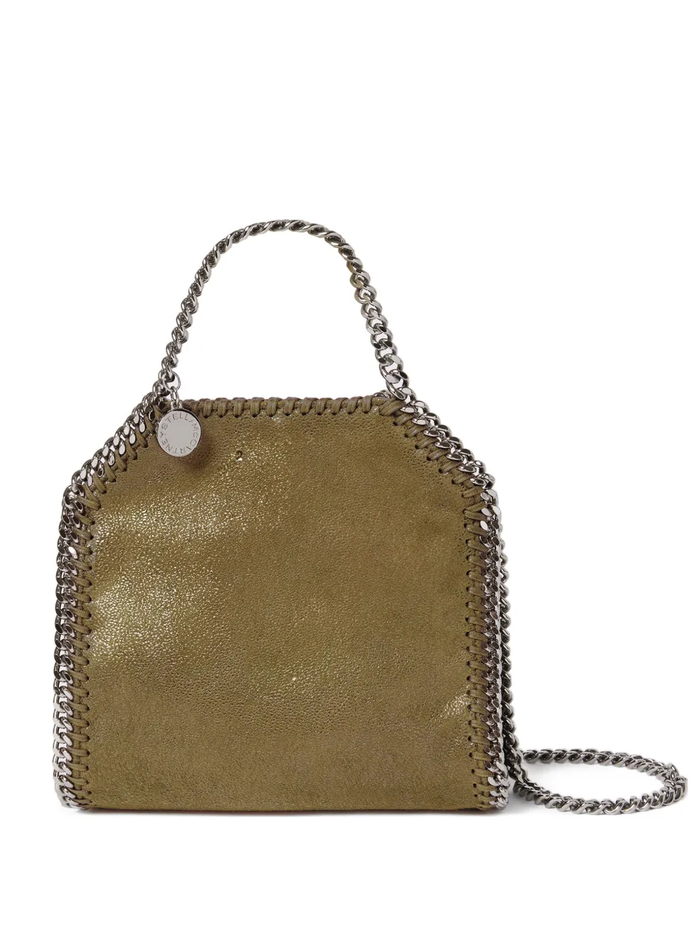Stella Mccartney Falabella Mini Tote Bag With Chain Trim In Green