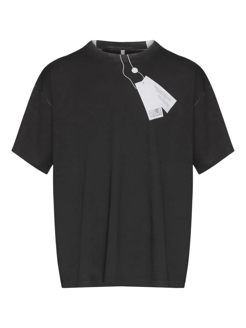 Mm6 Maison Margiela Two-tone Crewneck Short Sleeve T-shirt In Black
