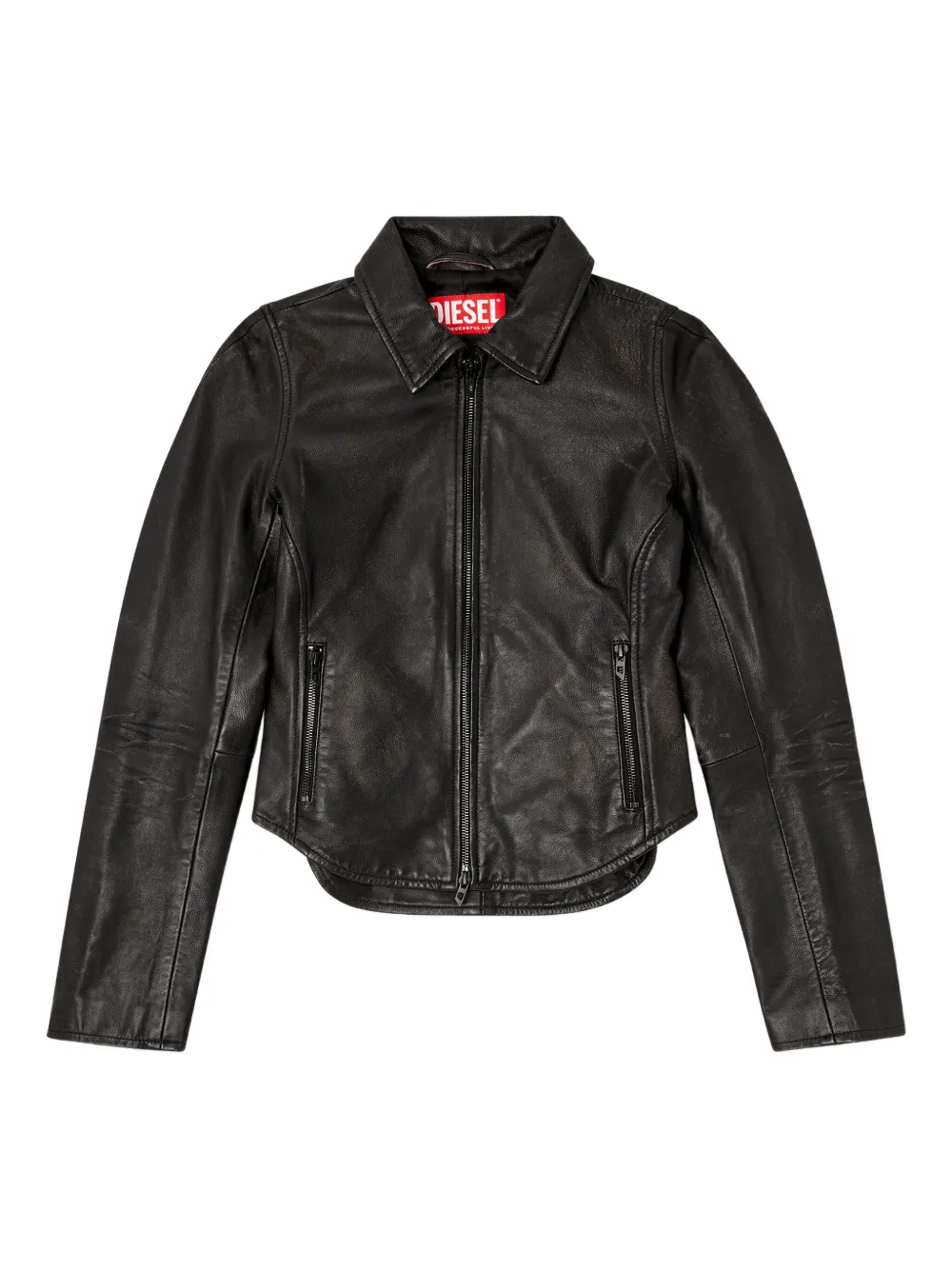Diesel Collared Fitted Jacket Front Pockets In Brown