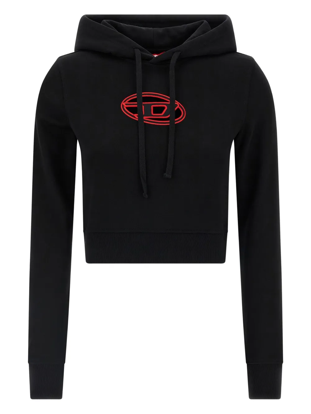 Diesel Women F-slimmy Embroidered Crop Sweatshirt In Black