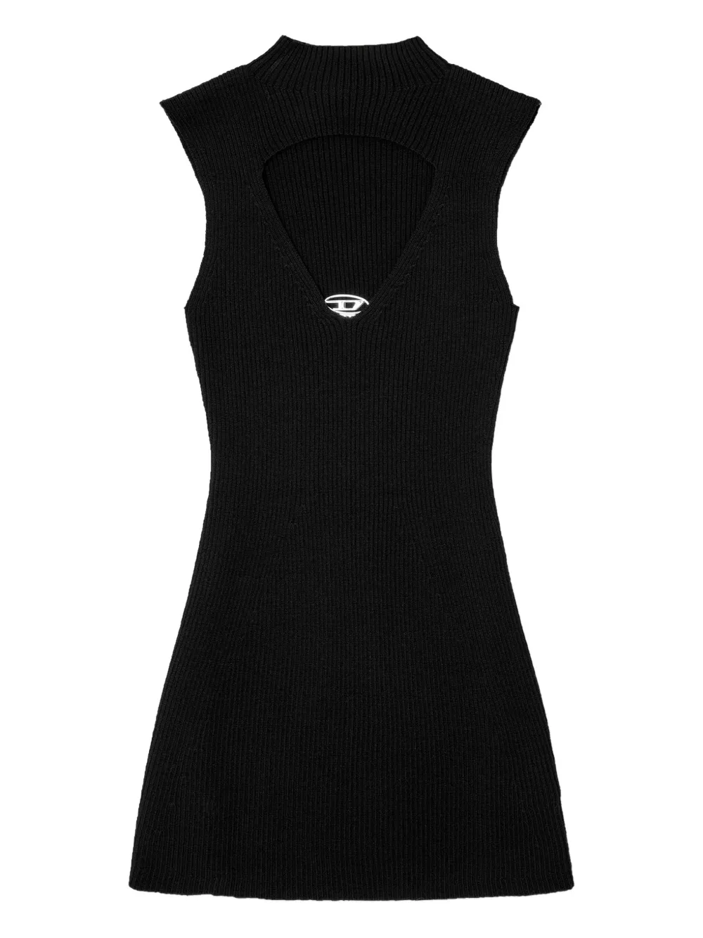Diesel M-oloni-short Ribbed Dress With Keyhole Opening In Black