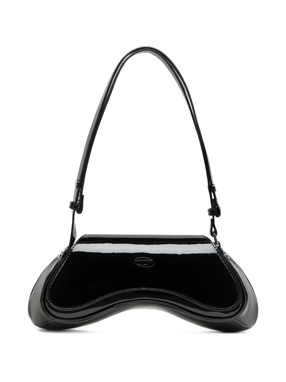 Diesel Women Play Crossbody Patent Fabric Bag In Black