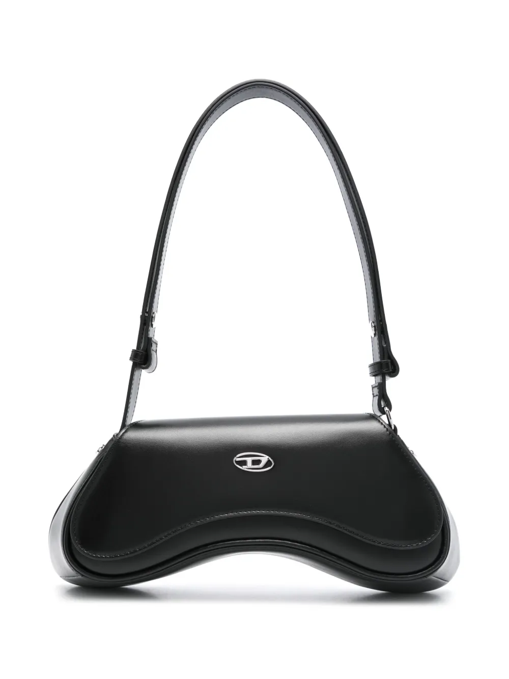 Diesel Curved Silhouette Black Crossbody Bag In Black